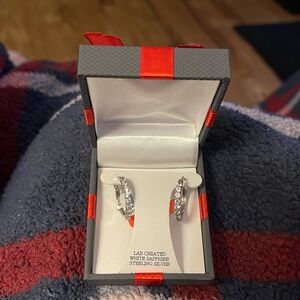 White Sapphire with sterling silver hoops